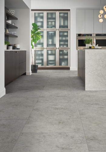 Galvanite Vinyl Flooring in Modern Grey Kitchen